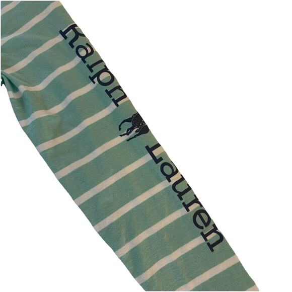 Polo Ralph Lauren Women’s L/S T-Shirt Blue & White Striped Spell Out Size XL - Picture 5 of 13